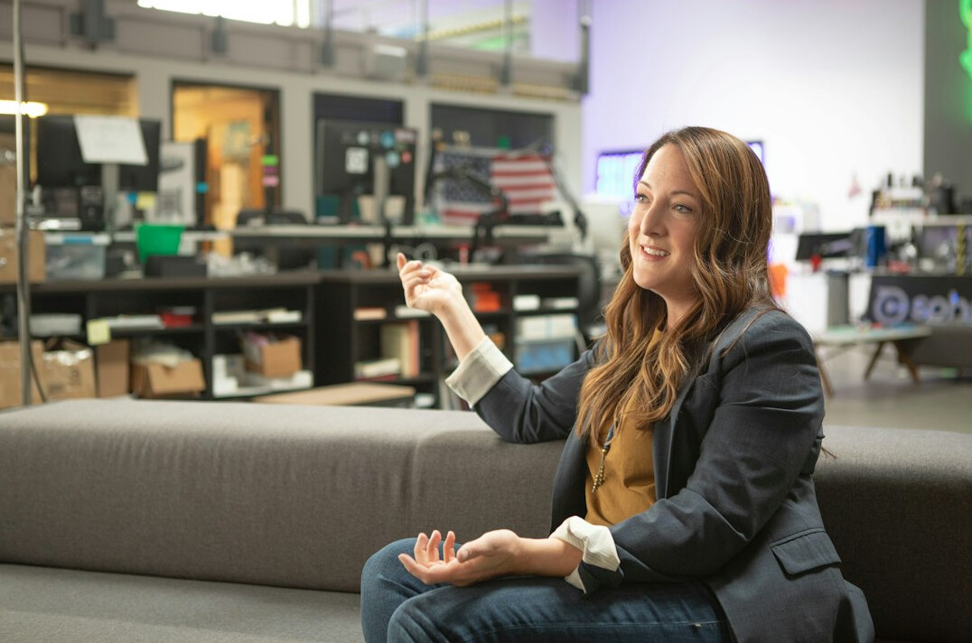 woman executive speaking confidently